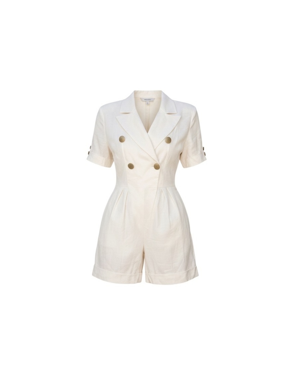 Ivory Double-Breasted Tailored Romper